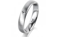 Ring 14 Karat Weissgold 4.0 mm sandmatt 1 Brillant G vs...