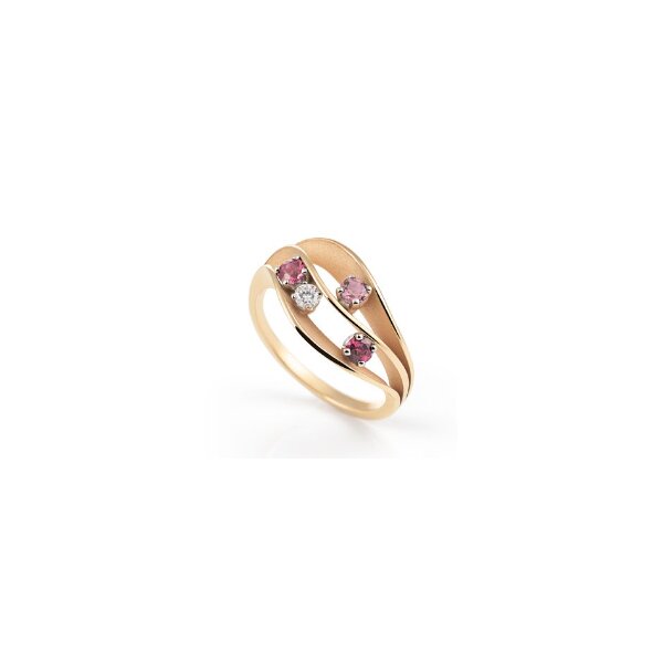 Ring 18 Karat Gold Orange Brillant 0,07ct rosa Turmaline 0,34ct