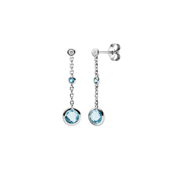 Ohrschmuck 925 Silber rhodiniert 4 Blautopase 2 Zirkonia