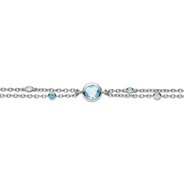 Armschmuck 925 Silber rhodiniert 5 Blautopase 2 Zirkonia