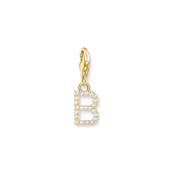 Anh&auml;nger 925 Silber gelbvergoldet Zirkonia ""B"