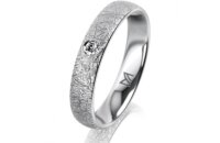 Ring 14 Karat Weissgold 4.0 mm kristallmatt 1 Brillant G...