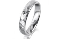 Ring 14 Karat Weissgold 4.0 mm diamantmatt 1 Brillant G...