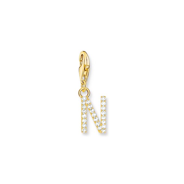Anh&auml;nger 925 Silber gelbvergoldet Zirkonia "N"