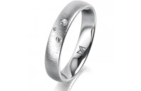 Ring 14 Karat Weissgold 4.0 mm sandmatt 3 Brillanten G vs...
