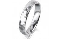 Ring 14 Karat Weissgold 4.0 mm diamantmatt 3 Brillanten G...