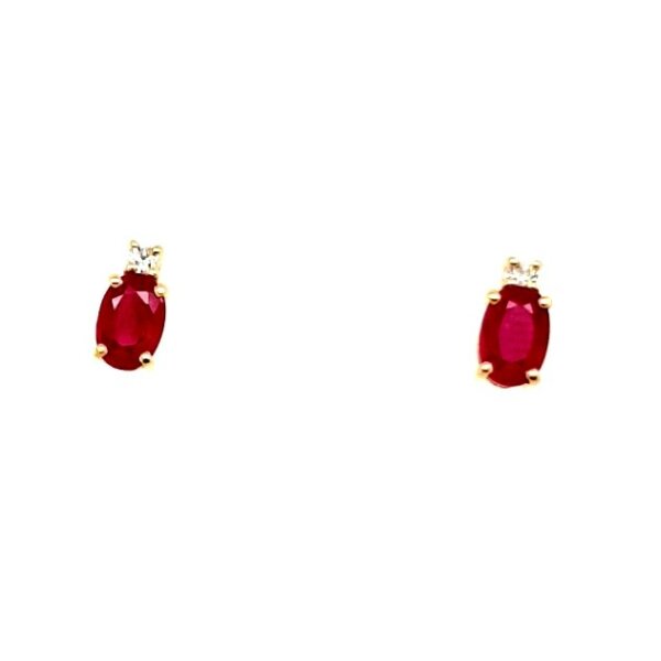 Ohrschmuck 14 Karat Gelbgold Rubine Brillanten 0,06ct