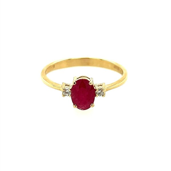 Ring14 Karat Gelbgold Rubin Brillanten 0,06ct wsi