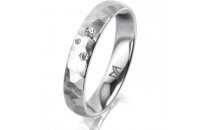 Ring 18 Karat Weissgold 4.0 mm diamantmatt 3 Brillanten G...