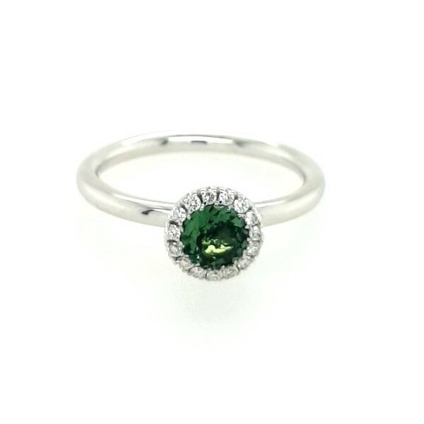 Ring 18 Karat Weissgold Turmalin Brillanten 0,49ct