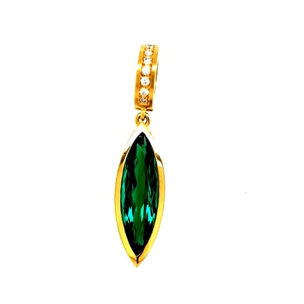 Anh&auml;nger 18 Karat Gelbgold Turmalin 3,96ct Brillanten 0,07ct