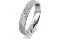 Ring 18 Karat Weissgold 4.0 mm kristallmatt 4 Brillanten...