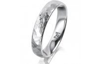 Ring 18 Karat Weissgold 4.0 mm diamantmatt 4 Brillanten G...