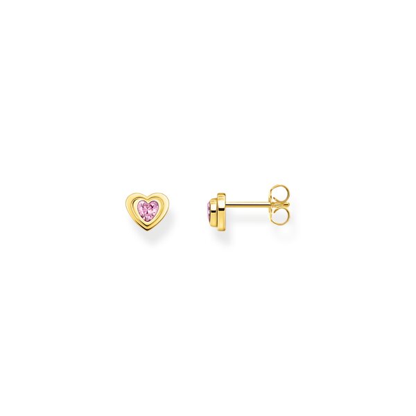 Ohrschmuck 925 Silber 18 Karat gelbvergoldet Zirkonia "Herz"