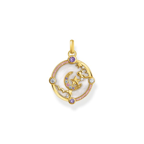 Anh&auml;nger 925 Silber 18 Karat gelbvergoldet bunte Zirkonia "Halbmonde"