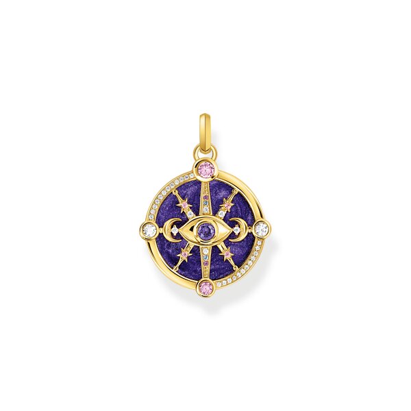 Anh&auml;nger 925 Silber 18 Karat gelbvergoldet bunte Zirkonia "Auge"