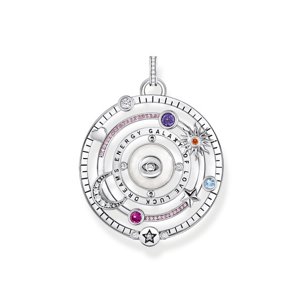 Anh&auml;nger 925 Silber geschw&auml;rzt  bunte Zirkonia "Halbkugel mit Auge"