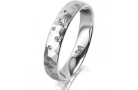 Ring 14 Karat Weissgold 4.0 mm diamantmatt 5 Brillanten G...