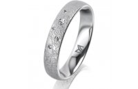 Ring 18 Karat Weissgold 4.0 mm kreismatt 5 Brillanten G...