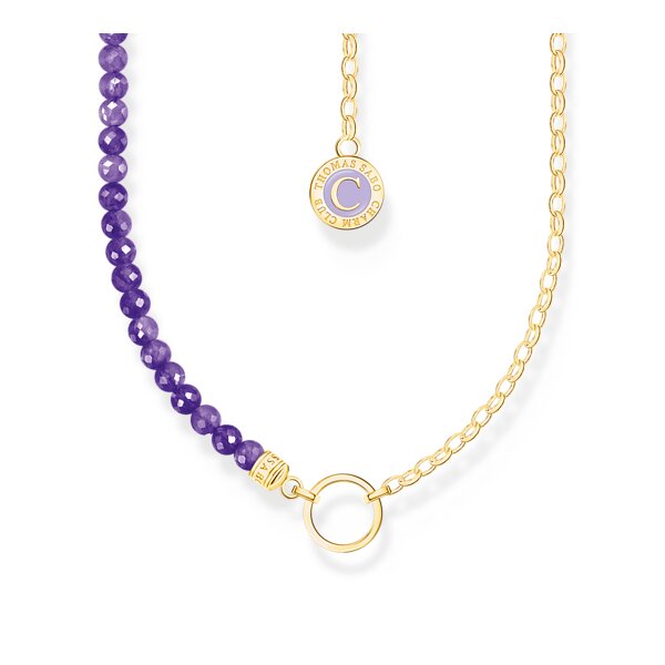 Halsschmuck 925 Silber 18 Karat gelbvergoldet imitierter Amethyst