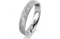 Ring 18 Karat Weissgold 4.0 mm kristallmatt 5 Brillanten...