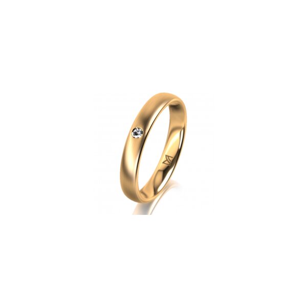 Ring 14 Karat Gelbgold 3.5 mm längsmatt 1 Brillant G vs 0,025ct