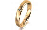 Ring 14 Karat Gelbgold 3.5 mm l&auml;ngsmatt 1 Brillant G...
