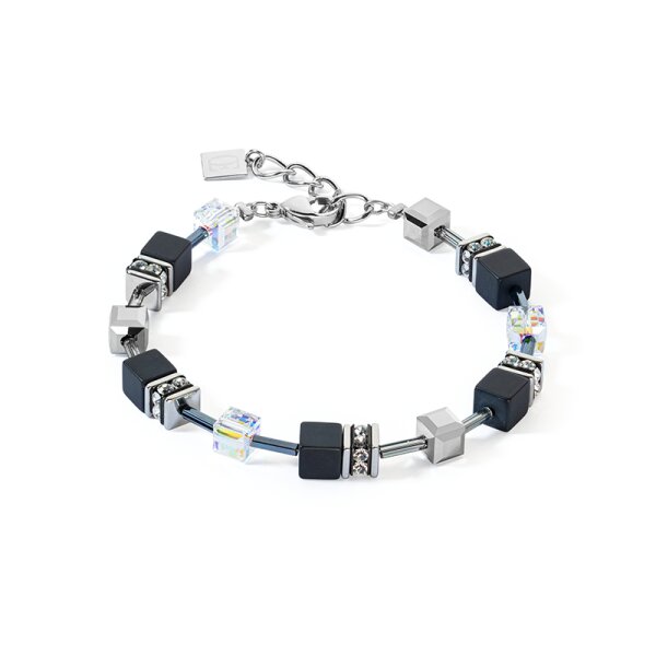 Coeur de Lion Armschmuck Edelstahl GeoCUBE Iconic Precious Onyx Kristall-schwarz