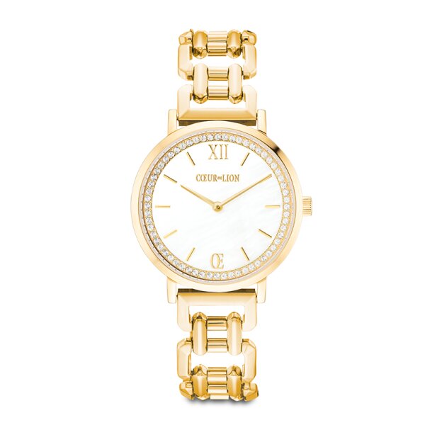 Coeur de Lion Armbanduhr Edelstahl gold Sparkling Perlmutt Statement
