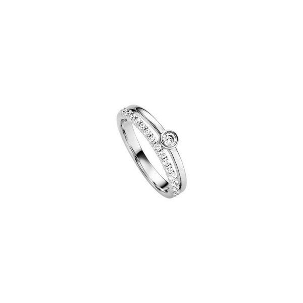 Ring 925 Silber rhodiniert 16 Zirkonia