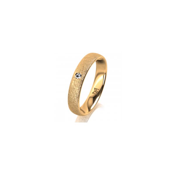 Ring 14 Karat Gelbgold 4.0 mm kreismatt 1 Brillant G vs 0,025ct