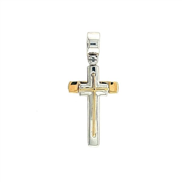 Anh&auml;nger 14 Karat Gelb/Weissgold Kreuz