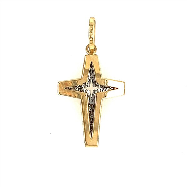 Anh&auml;nger 14 Karat Gelb/Weissgold Kreuz