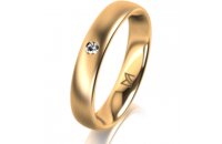 Ring 18 Karat Gelbgold 4.0 mm l&auml;ngsmatt 1 Brillant G...