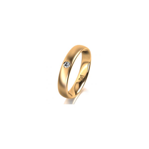 Ring 14 Karat Gelbgold 4.0 mm längsmatt 1 Brillant G vs 0,050ct