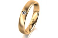 Ring 14 Karat Gelbgold 4.0 mm l&auml;ngsmatt 1 Brillant G...