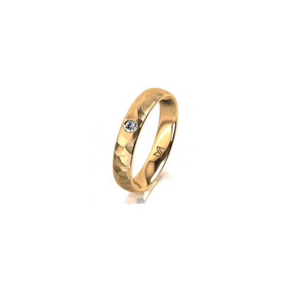Ring 14 Karat Gelbgold 4.0 mm diamantmatt 1 Brillant G vs 0,050ct