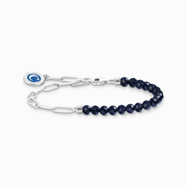 Armschmuck 925 Silber dunkelblau Beads und Charmista Coin
