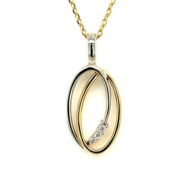 Anh&auml;nger 14 Karat Gelb-/Weissgold Brillant 0,025ct w si