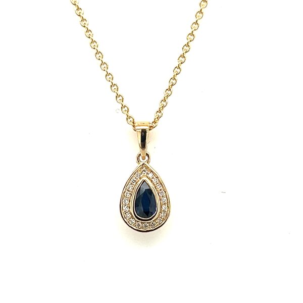 Anh&auml;nger 14 Karat Gelbgold Bl.Saphir, Brillanten 0,05ct w si