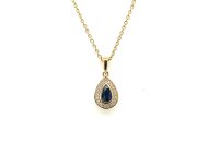 Anh&auml;nger 14 Karat Gelbgold Bl.Saphir, Brillanten...