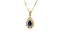 Anh&auml;nger 14 Karat Gelbgold Bl.Saphir, Brillanten...