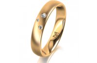Ring 14 Karat Gelbgold 4.0 mm l&auml;ngsmatt 3 Brillanten...
