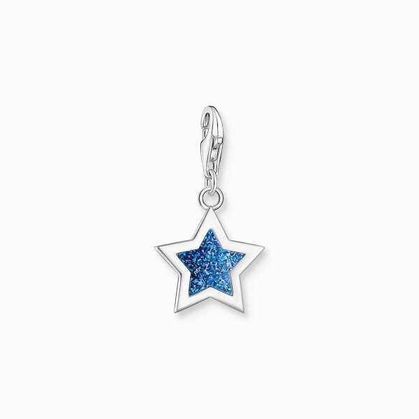 Anh&auml;nger 925 Silber Stern dunkelblau