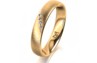 Ring 14 Karat Gelbgold 4.0 mm sandmatt 4 Brillanten G vs...