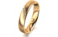 Ring 18 Karat Gelbgold 4.0 mm l&auml;ngsmatt 4 Brillanten...