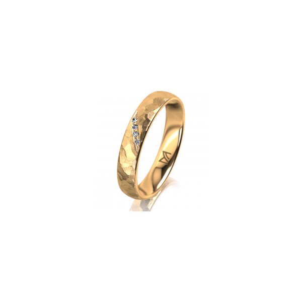 Ring 18 Karat Gelbgold 4.0 mm diamantmatt 4 Brillanten G vs Gesamt 0,020ct