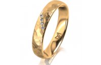 Ring 18 Karat Gelbgold 4.0 mm diamantmatt 4 Brillanten G...