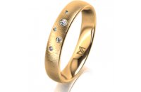 Ring 14 Karat Gelbgold 4.0 mm sandmatt 5 Brillanten G vs...