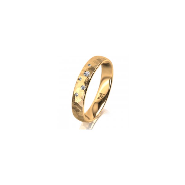Ring 14 Karat Gelbgold 4.0 mm diamantmatt 5 Brillanten G vs Gesamt 0,035ct